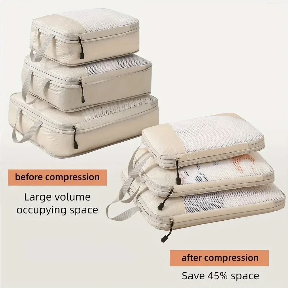Organisation élégante des affaires de voyage avec cubes de compression