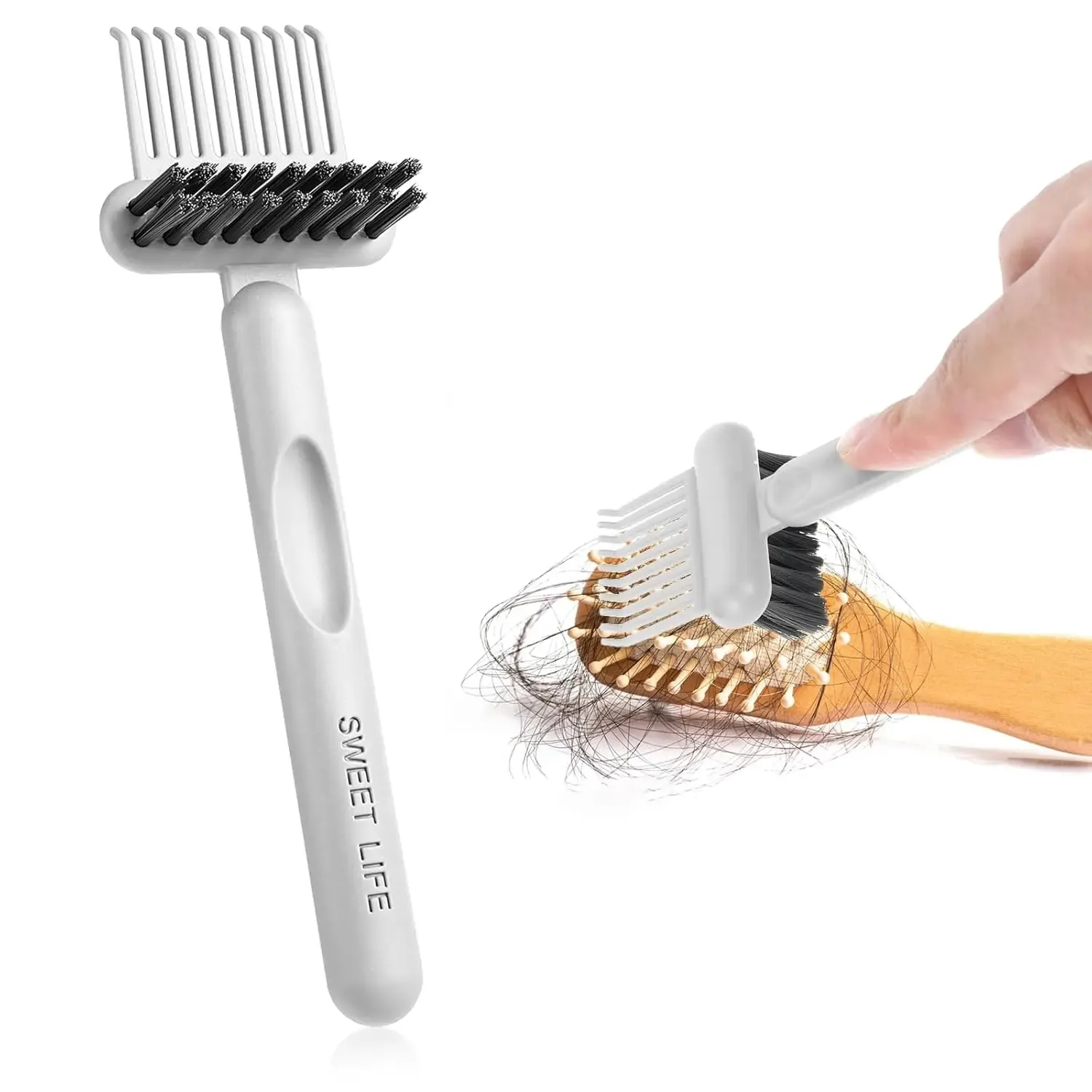 Outil 2 en 1 pour le nettoyage des brosses et peignes à cheveux, lot de 2 8