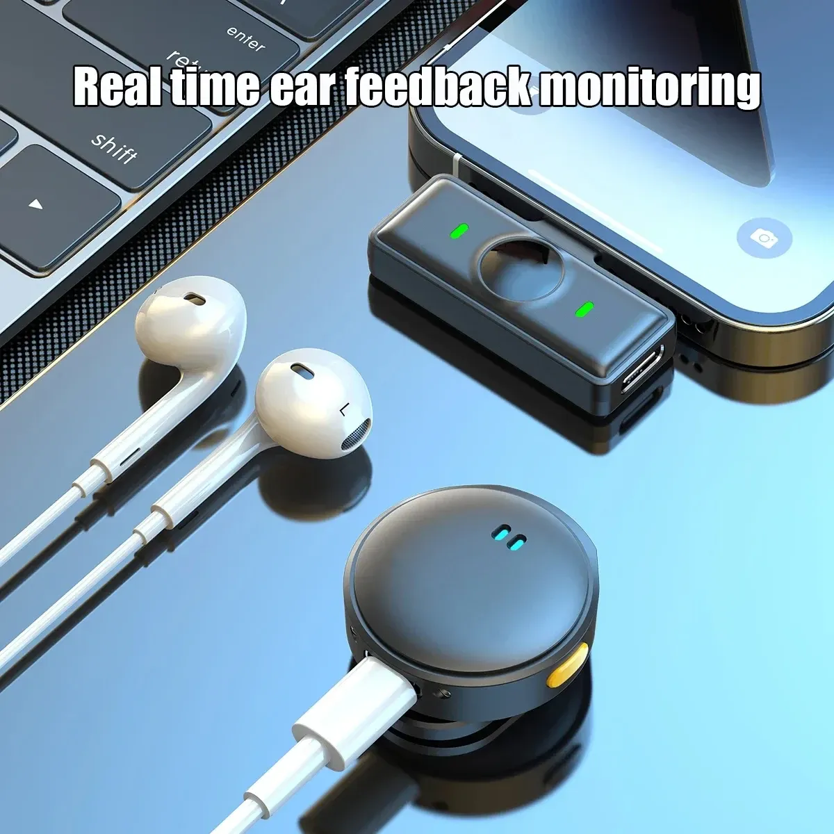 Microphone cravate sans fil 2,4 GHz à fixation magnétique, avec étui de recharge, pour l'enregistrement vidéo, plug and play 3