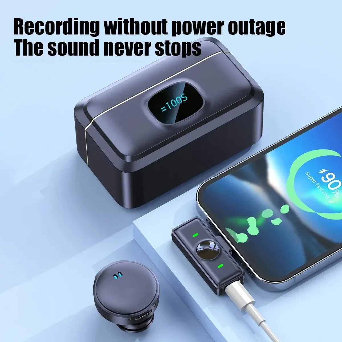 Microphone cravate sans fil 2,4 GHz à fixation magnétique, avec étui de recharge, pour l'enregistrement vidéo, plug and play 4