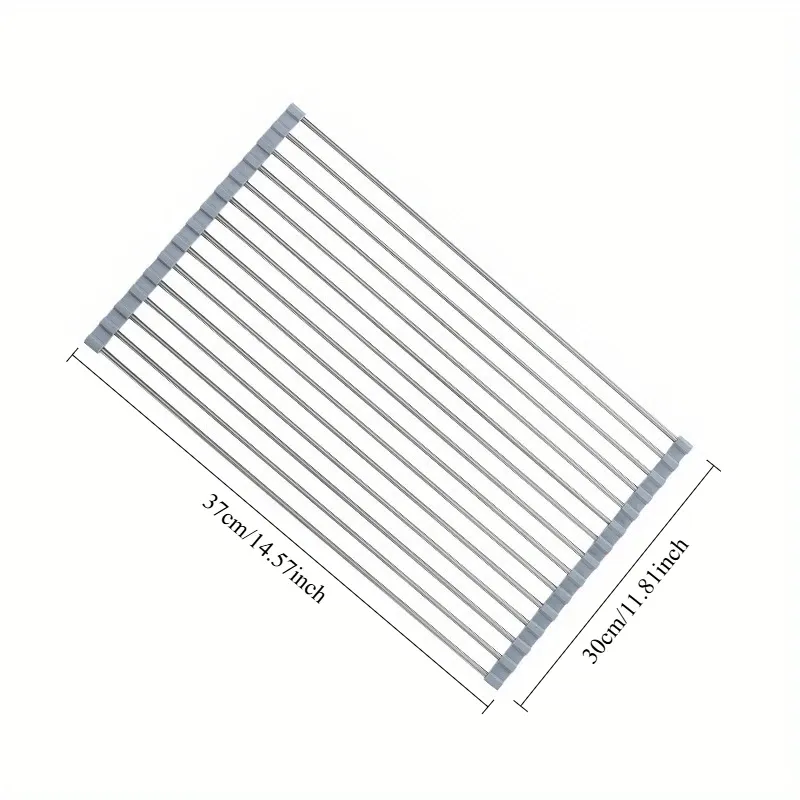 Égouttoir à vaisselle pliable et enroulable, organisateur d'évier de cuisine pour assiettes et couverts 5
