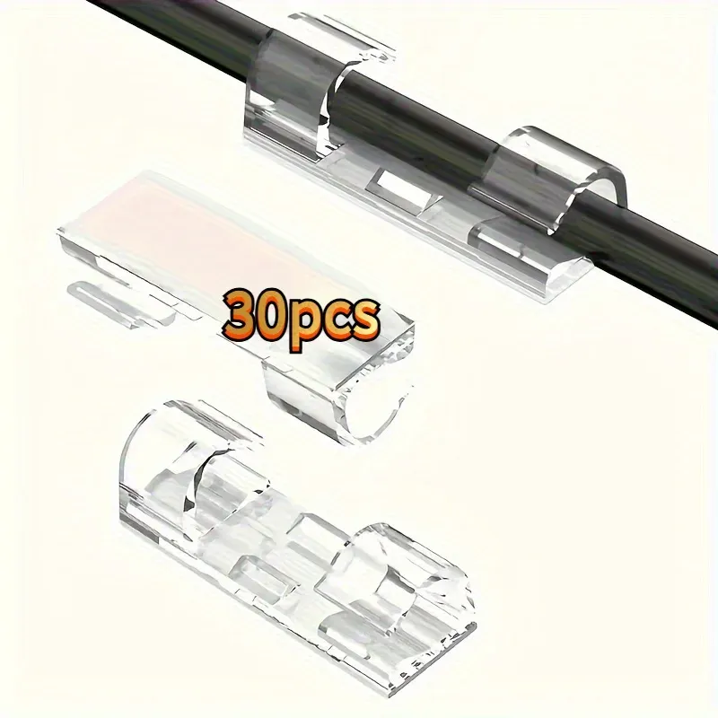 Lot de 30 clips adhésifs transparents pour câbles en plastique durable 7