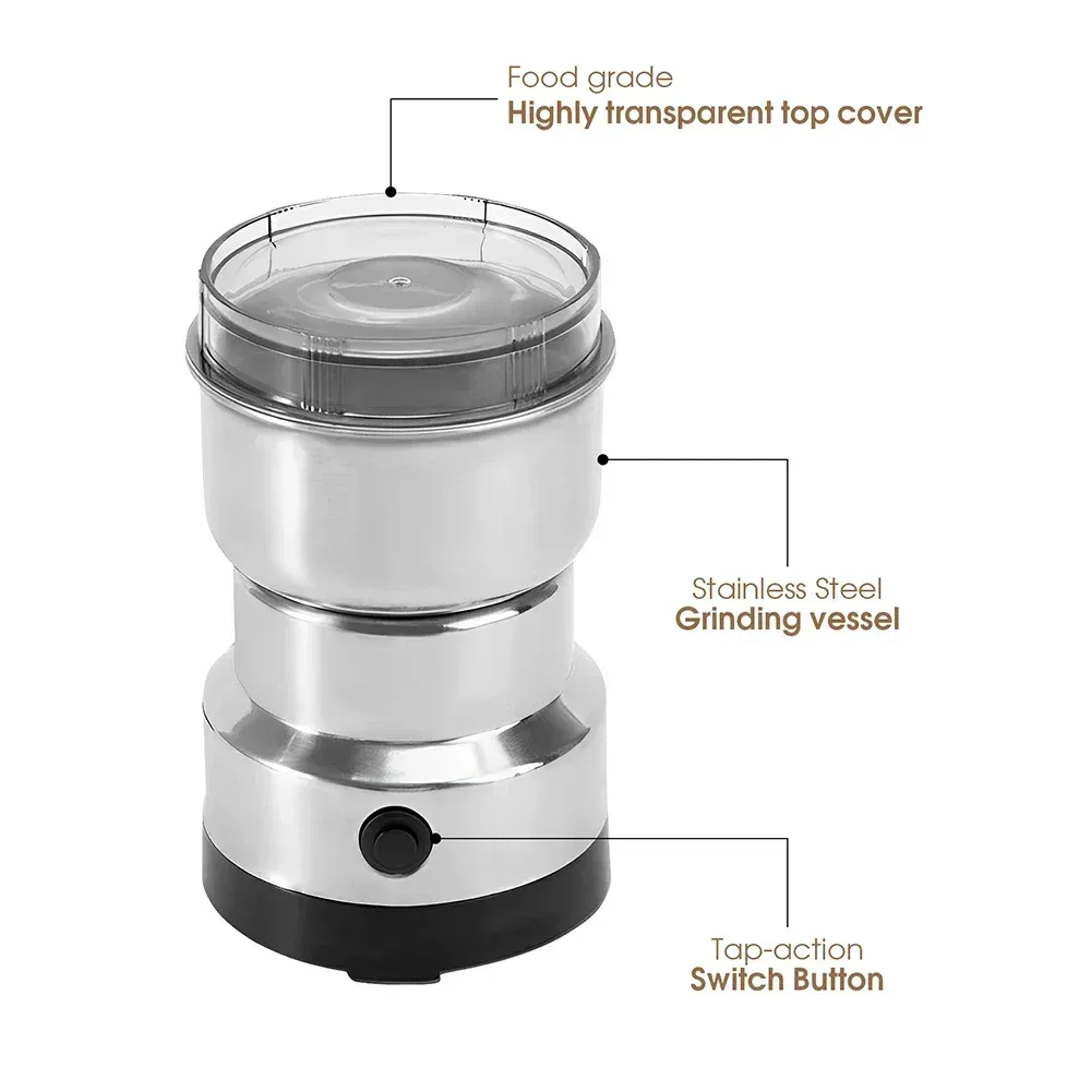 Broyeur électrique en acier inoxydable, moulin à café polyvalent pour graines, épices, herbes et noix 4