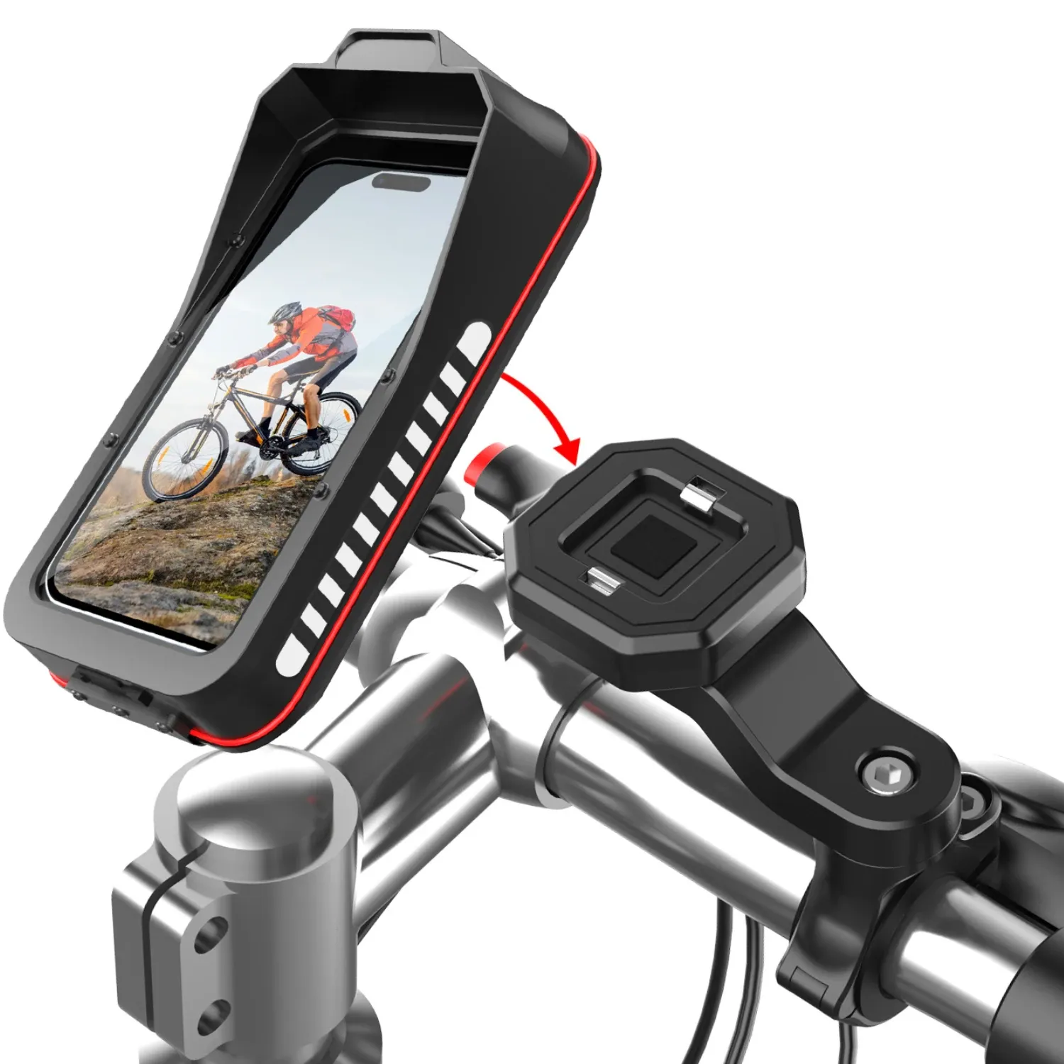 Support de téléphone étanche pour moto et vélo, à fixer sur guidon, compatible écran tactile, universel pour tous les smartphones