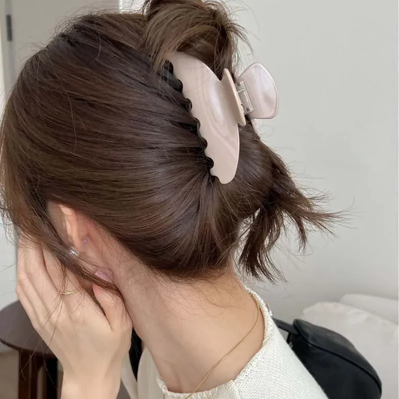Pince à cheveux rétro coréenne en acétate, grand crabe, pince requin et épingle simple 3