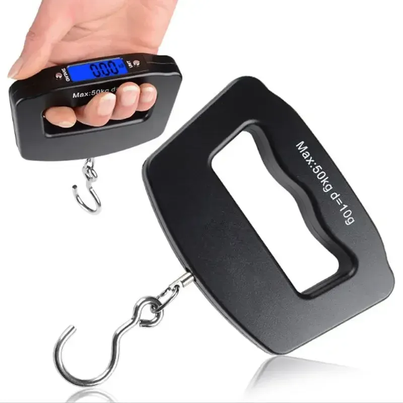 Balance portable numérique à écran LCD pour bagages, 50 kg / 110 lb, pour valise et sac de voyage, crochet de pesée pour poissons, balance suspendue 2