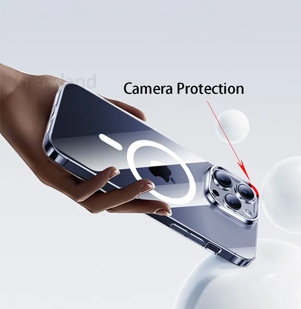 Détail du design de la coque transparente magnétique