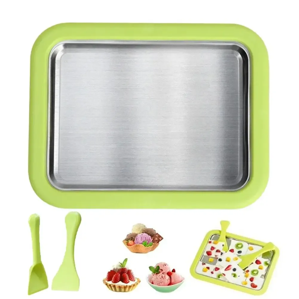 Machine à rouleaux de crème glacée avec 2 racloirs, plaque multifonction pour la préparation de crème glacée, plaque froide pour aliments sucrés et salés, crème glacée roulée 7