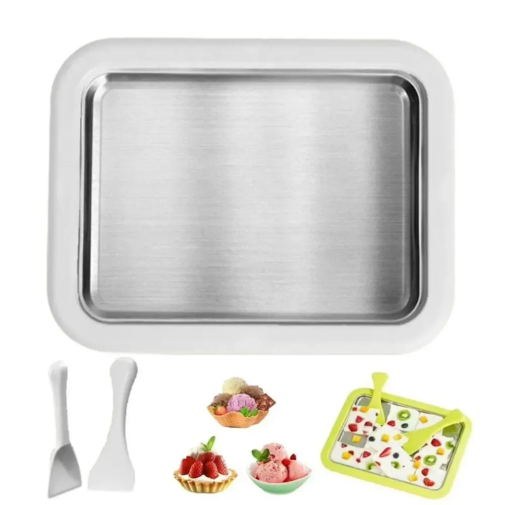 Machine à rouleaux de crème glacée avec 2 racloirs, plaque multifonction pour la préparation de crème glacée, plaque froide pour aliments sucrés et salés, crème glacée roulée 8