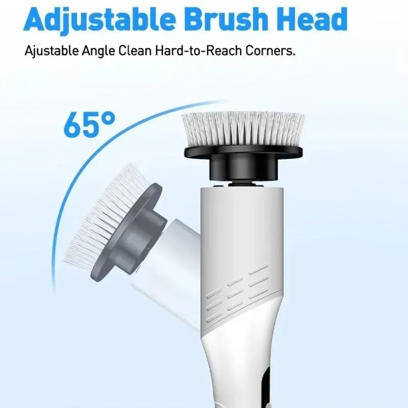 Nettoyeur électrique sans fil 9 en 1 pour salle de bain, 8 brosses interchangeables et manche télescopique réglable 3