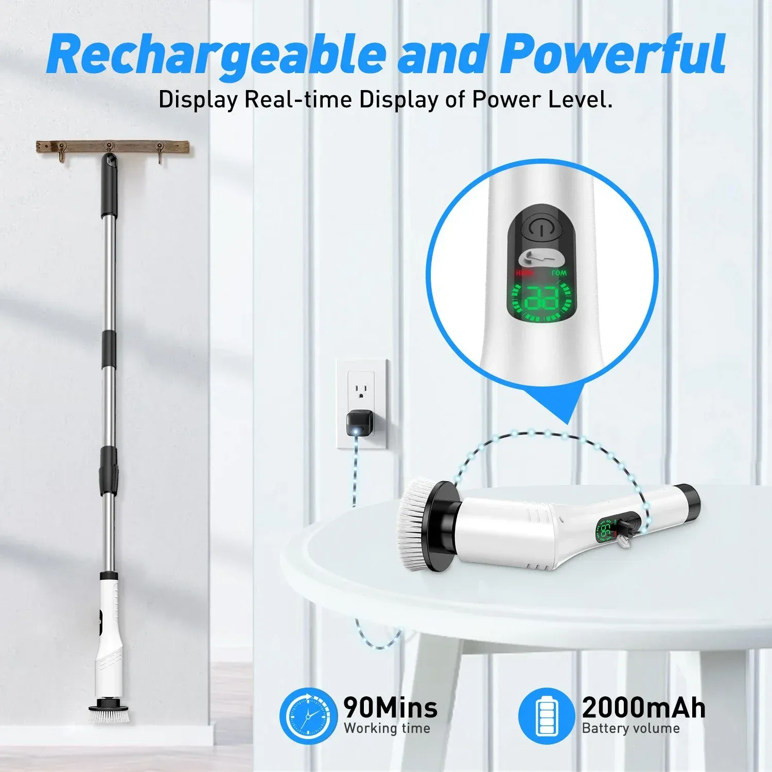 Brosse de nettoyage sans fil en situation d'utilisation