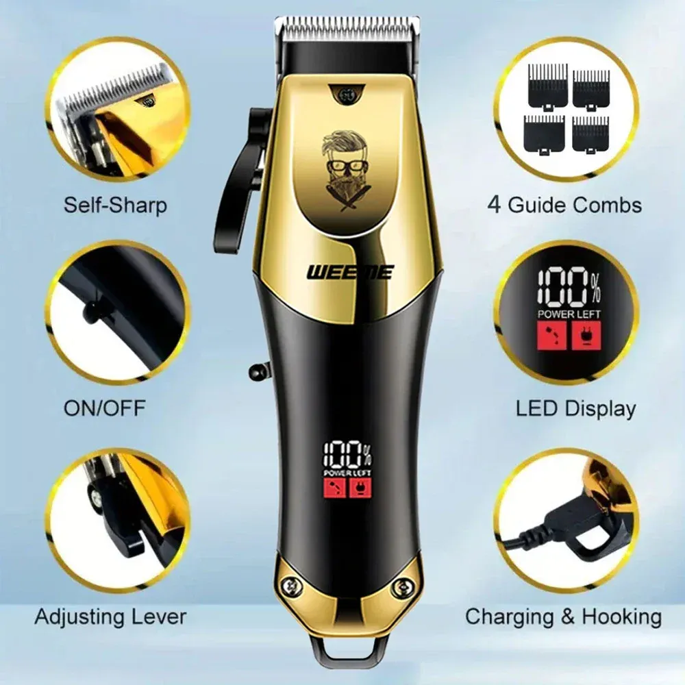 Tondeuse à cheveux électrique sans fil vintage, rasoir portable à charge USB rapide 5