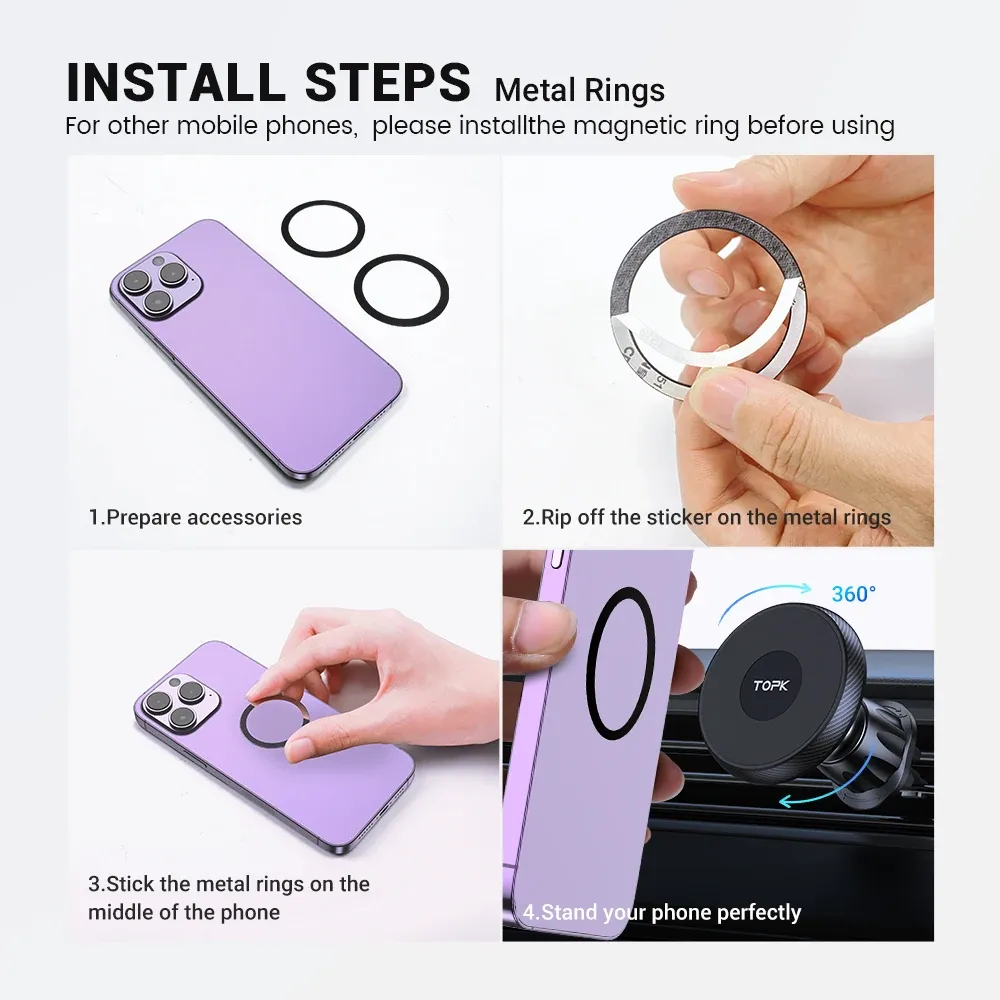 Support de téléphone magnétique pour voiture, fixation sur grille d'aération, compatible MagSafe pour iPhone 15, 14 et 13 Pro Max, Xiaomi et Samsung 6