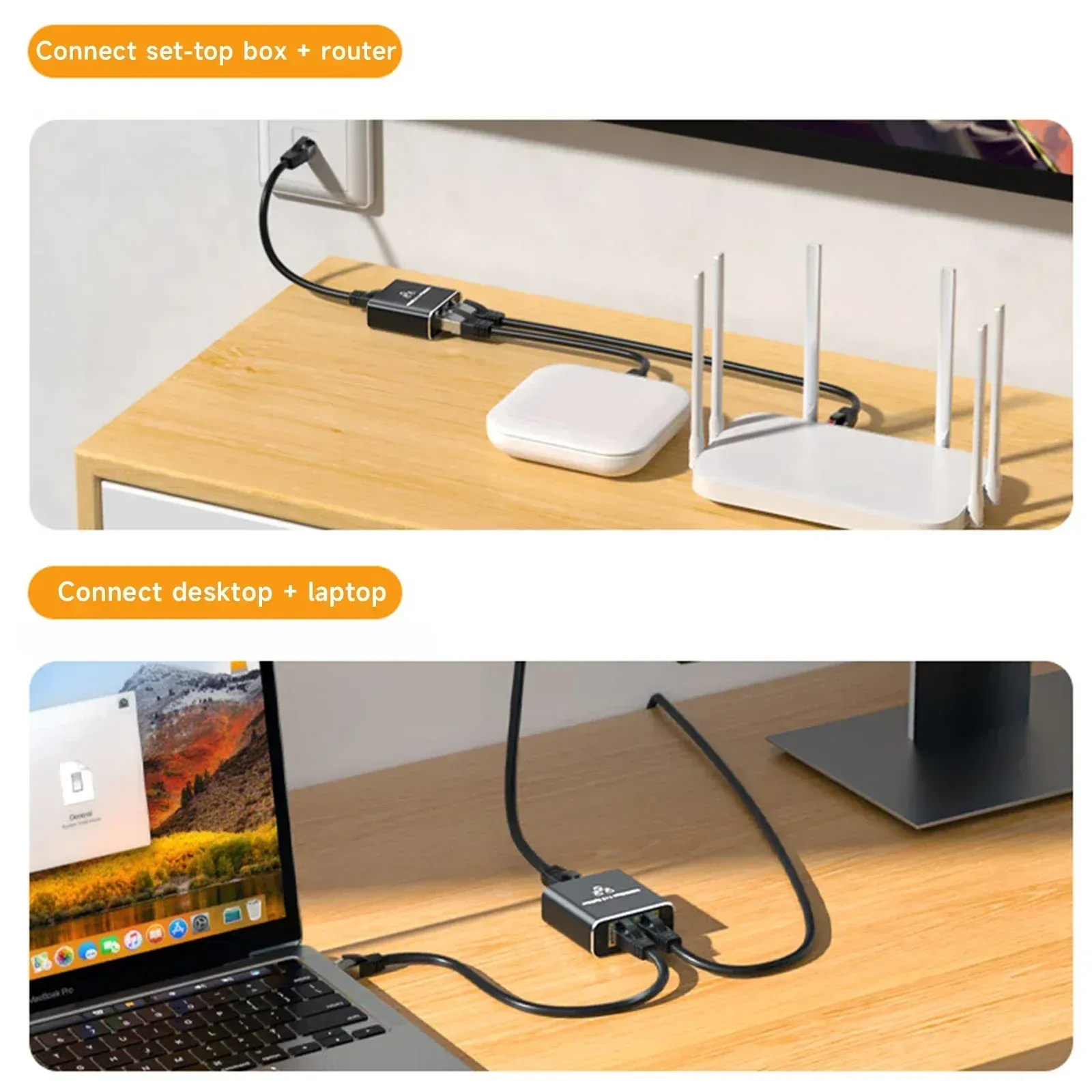 Le title is already in French, so I'll produce a clean, professional version of it:

Commutateur Ethernet Gigabit, séparateur RJ45, adaptateur d'extension LAN Gigabit, connecteur réseau 1000 Mbps pour PC portable, boîtier TV, routeur 5