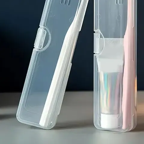 Étui de rangement portable en plastique transparent pour brosse à dents et dentifrice