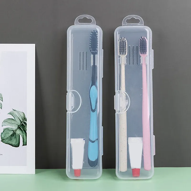 Étui de rangement portable en plastique transparent pour brosse à dents et dentifrice 3