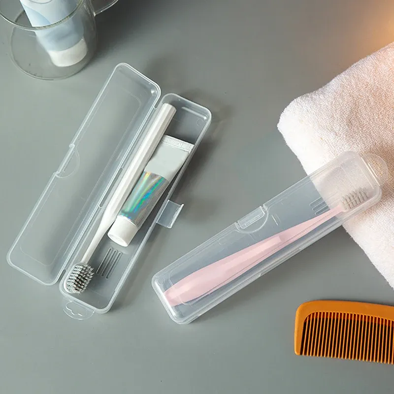 Étui de rangement portable en plastique transparent pour brosse à dents et dentifrice 2