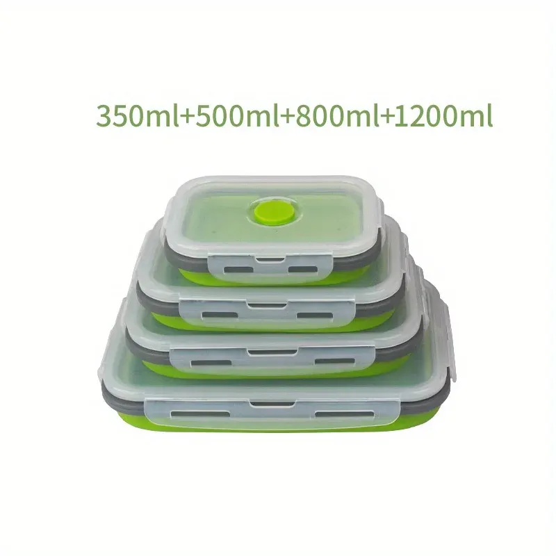 Boîte de conservation alimentaire pliable en silicone, empilable et gain de place, compatible micro-ondes – Lot de 4 7