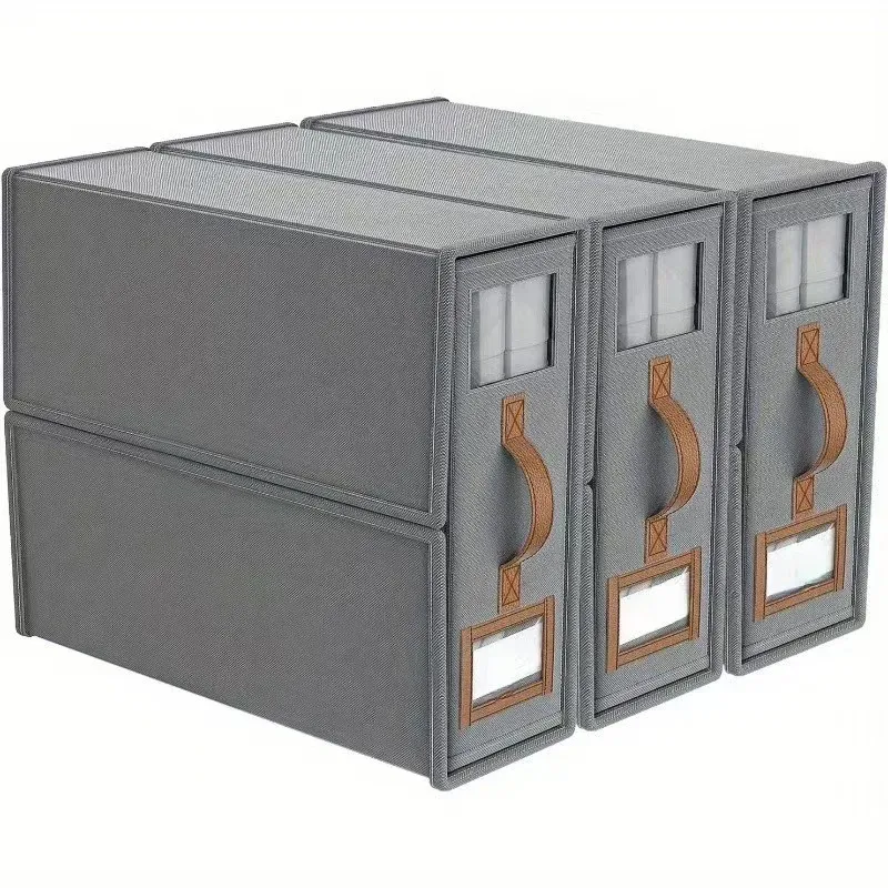 Ensemble de draps pliables, organisateurs de placard en tissu lin avec fenêtre, boîte de rangement pour literie, draps et oreillers 1