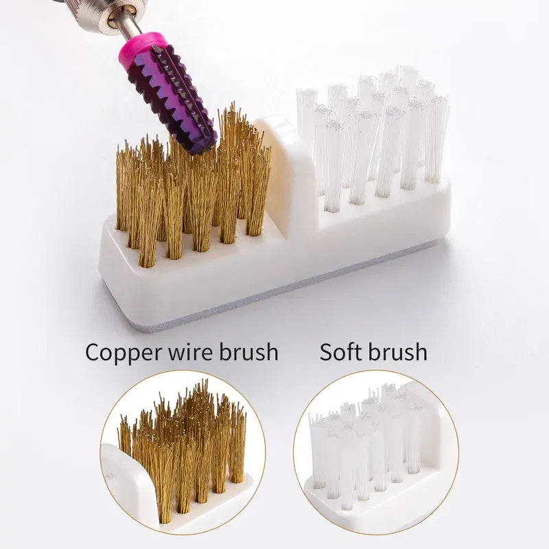 Embouts électriques pour perceuse à ongles avec boîte anti-poussière et brosse de nettoyage en fil de cuivre 2