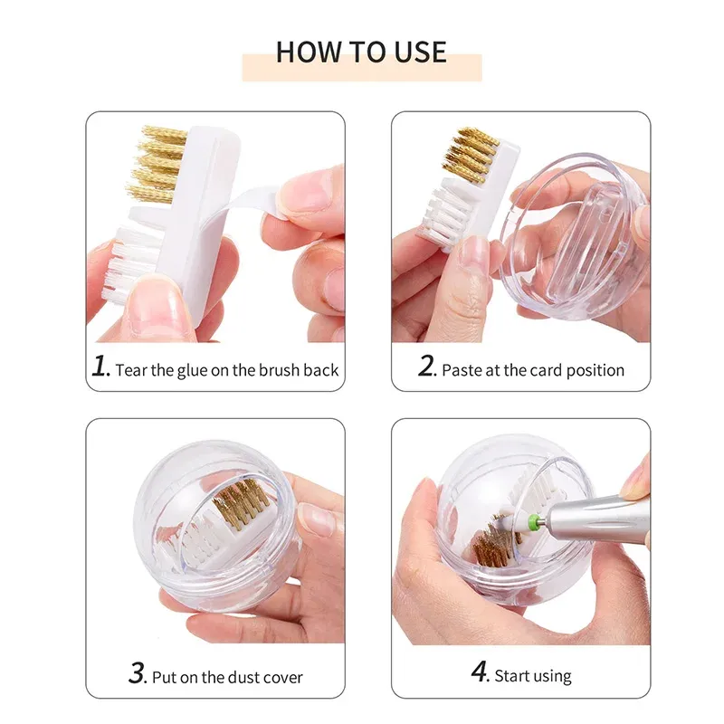 Embouts électriques pour perceuse à ongles avec boîte anti-poussière et brosse de nettoyage en fil de cuivre 6