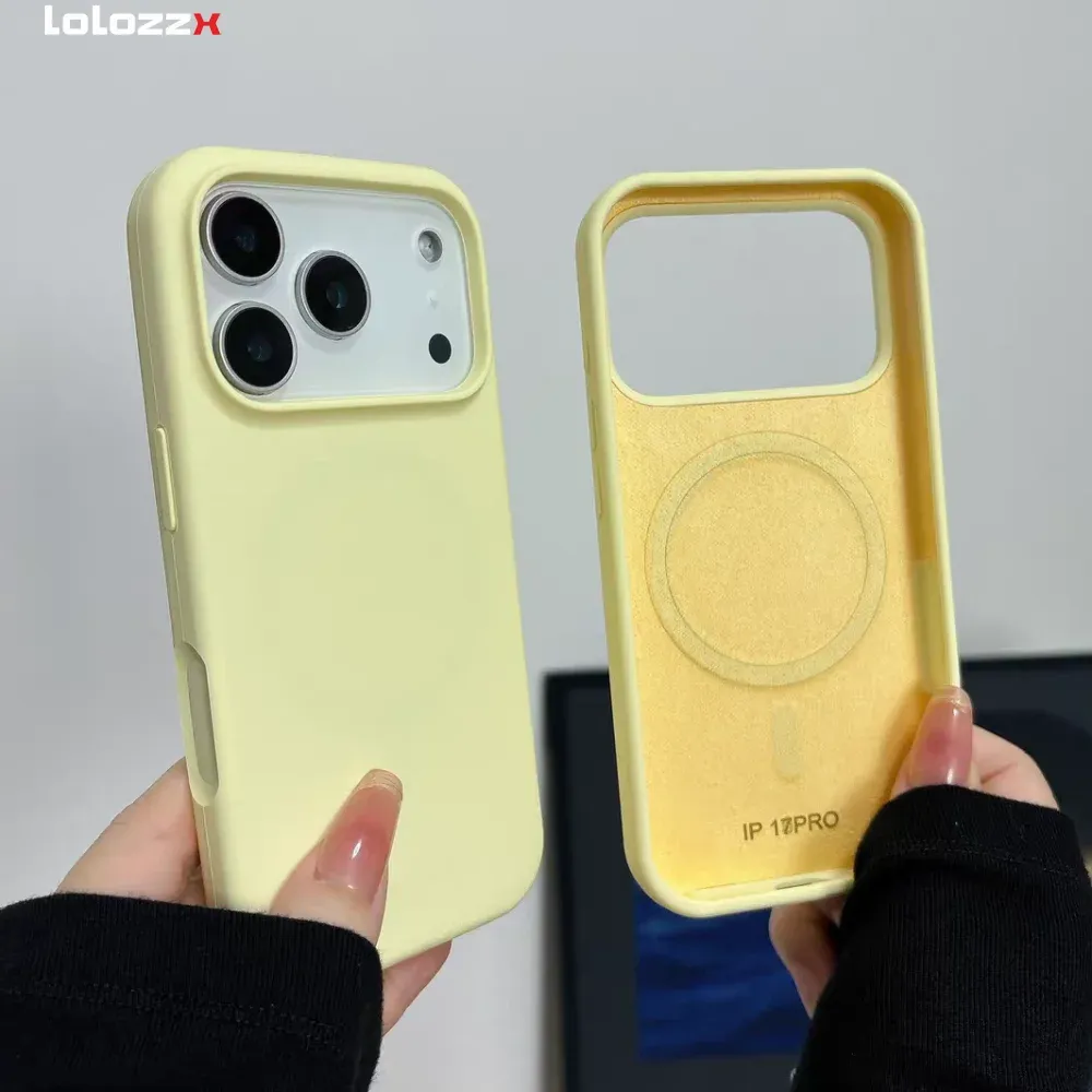 Coque en silicone magnétique MagSafe unie pour iPhone 17 Pro Max