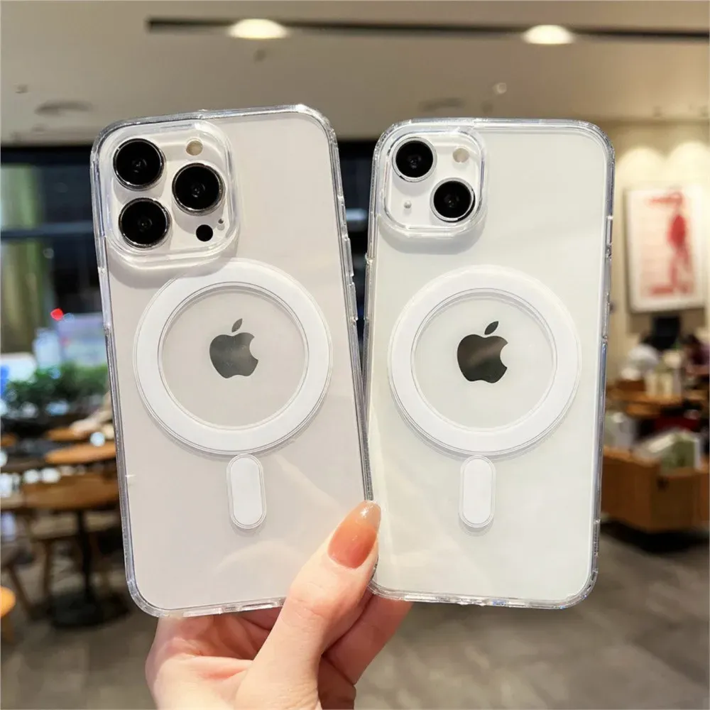 Coque magnétique transparente originale pour iPhone 17, 16, 15, 14 Plus, 13, 12 mini, 11, Pro Max, 16E, 17E, étui transparent compatible MagSafe 2