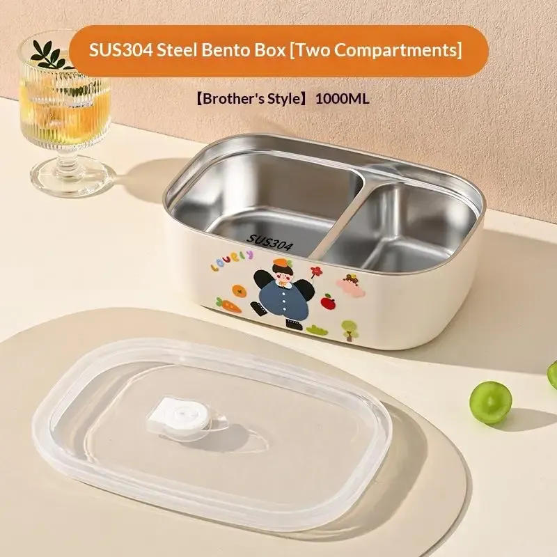 Boîte à repas étanche à 3 compartiments pour écolier, motif dessin animé, avec fourchette et cuillère, passe au micro-ondes 12