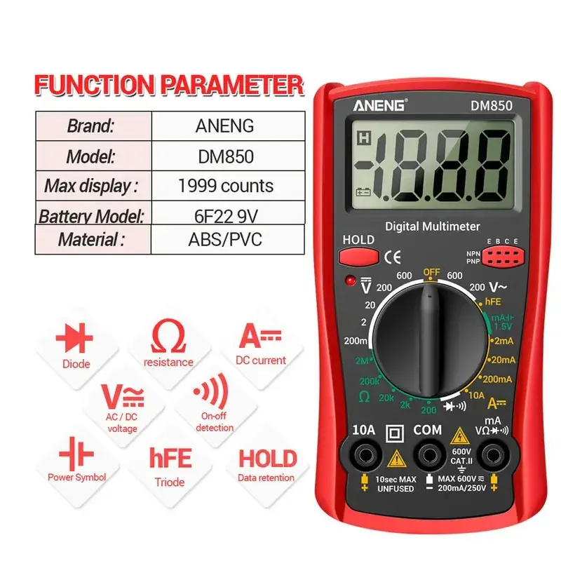 Multimètre numérique DM850 - sélecteur de fonctions
