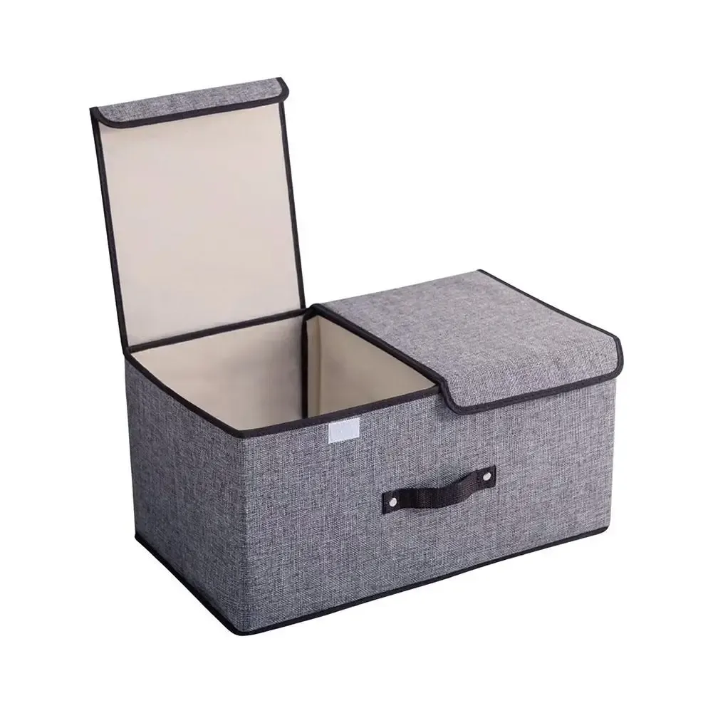 Boîte de rangement pliable en tissu non tissé à double couvercle, organisateur pour sous-vêtements et articles divers, idéal pour la chambre à coucher 7
