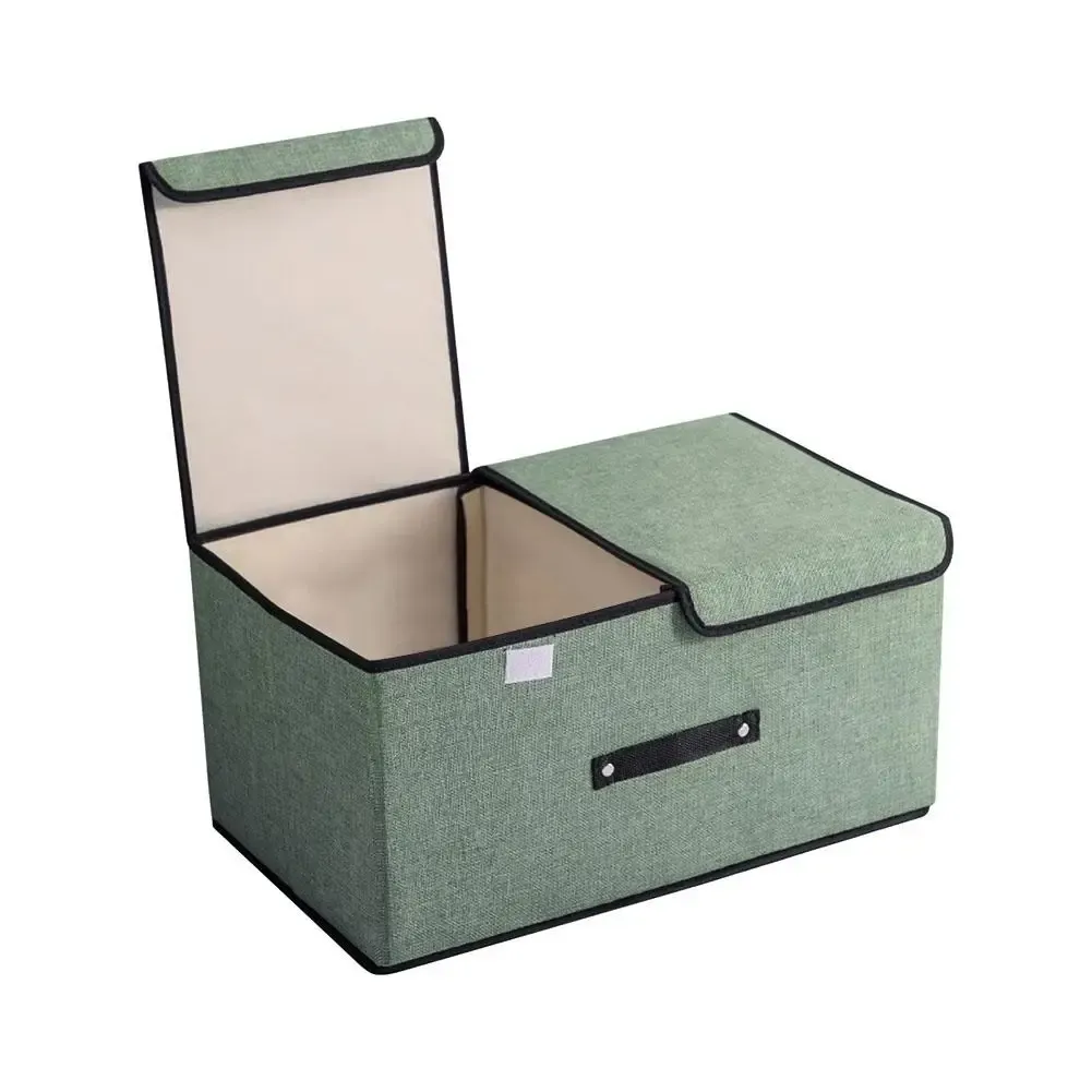 Boîte de rangement pliable en tissu non tissé à double couvercle, organisateur pour sous-vêtements et articles divers, idéal pour la chambre à coucher 8