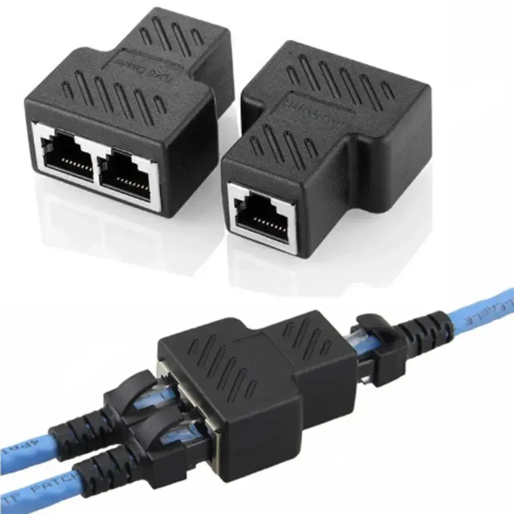 Adaptateur répartiteur Ethernet RJ45 8P8C 1 vers 2 pour PC, accès Internet simultané, IPTV, haut débit, connexion en trois voies 2