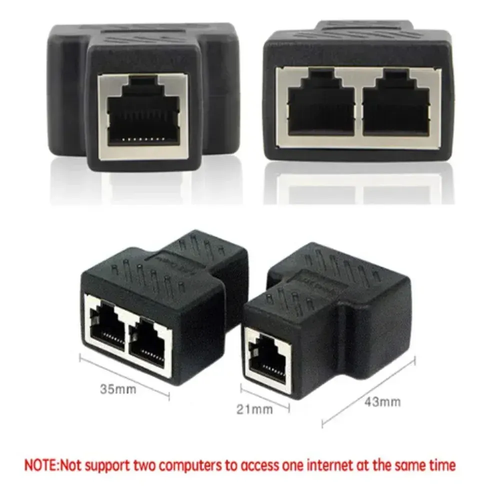 Adaptateur répartiteur Ethernet RJ45 8P8C 1 vers 2 pour PC, accès Internet simultané, IPTV, haut débit, connexion en trois voies 3