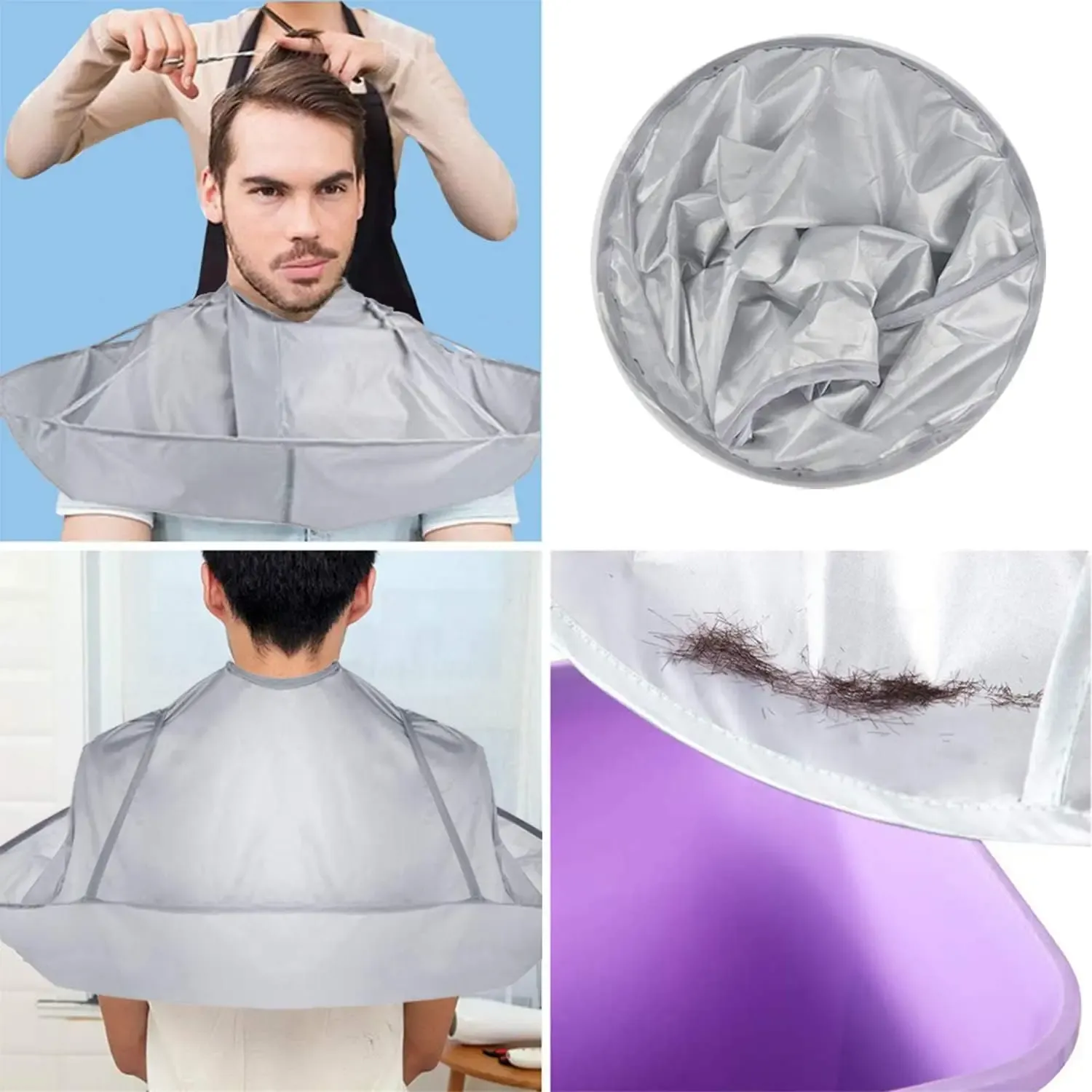 Cape de coupe de cheveux, cape de barbier, cape de coiffure avec capteur de cheveux, outils de coupe de cheveux, cape de salon de coiffure 2