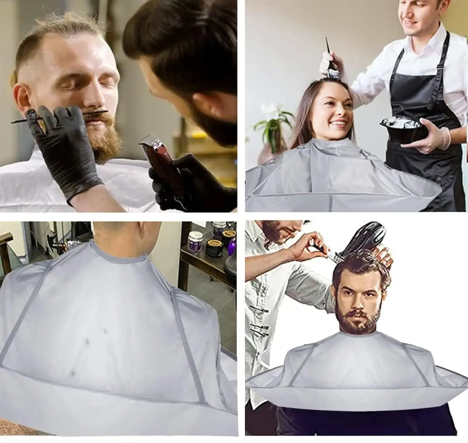 Cape de coupe de cheveux, cape de barbier, cape de coiffure avec capteur de cheveux, outils de coupe de cheveux, cape de salon de coiffure 3