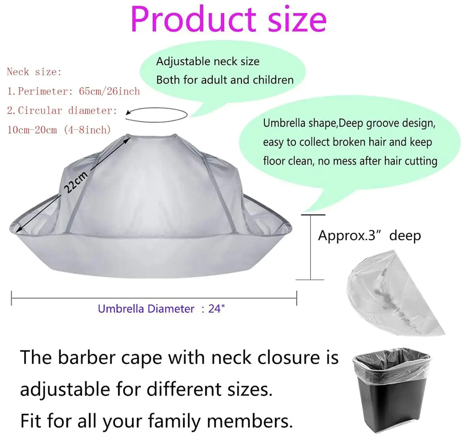 Cape de coupe de cheveux avec récupérateur parapluie