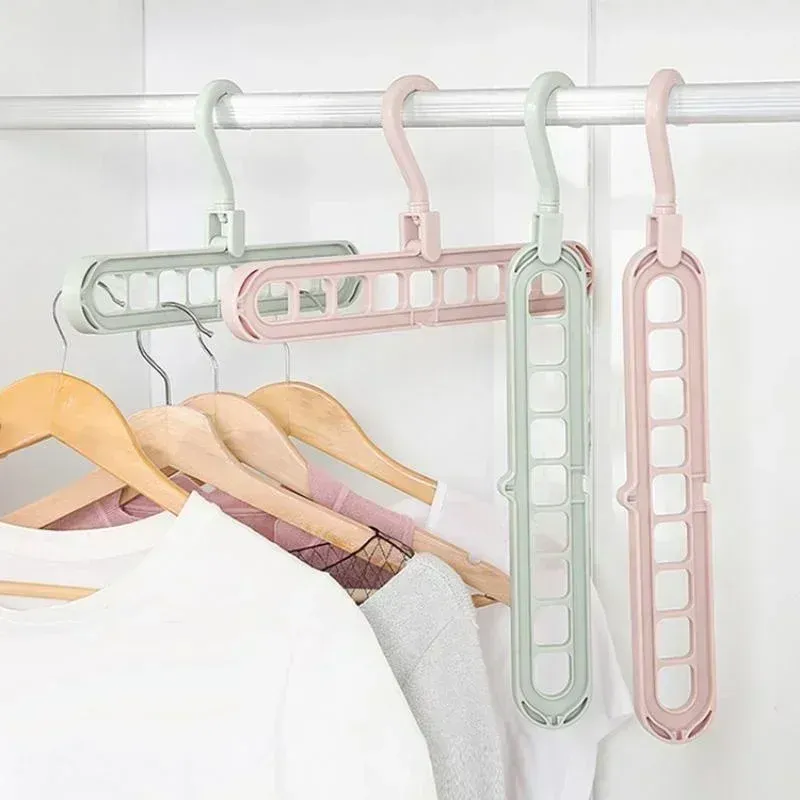 Cintre à vêtements 9 trous gain de place, support de séchage multifonctionnel et organisateur de garde-robe - Image 1