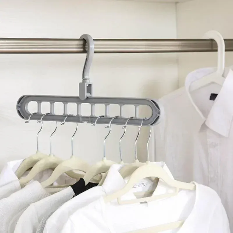 Cintre à vêtements 9 trous gain de place, support de séchage multifonctionnel et organisateur de garde-robe 4