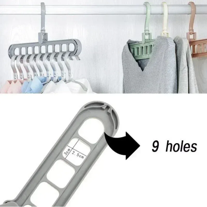 Cintre à vêtements à 9 trous, gain de place en garde-robe