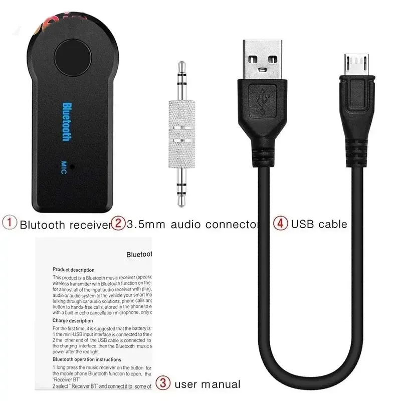 Adaptateur Bluetooth 5.0 sans fil Transcsec, jack 3,5 mm, récepteur audio pour voiture et casque, compatible A2DP 3