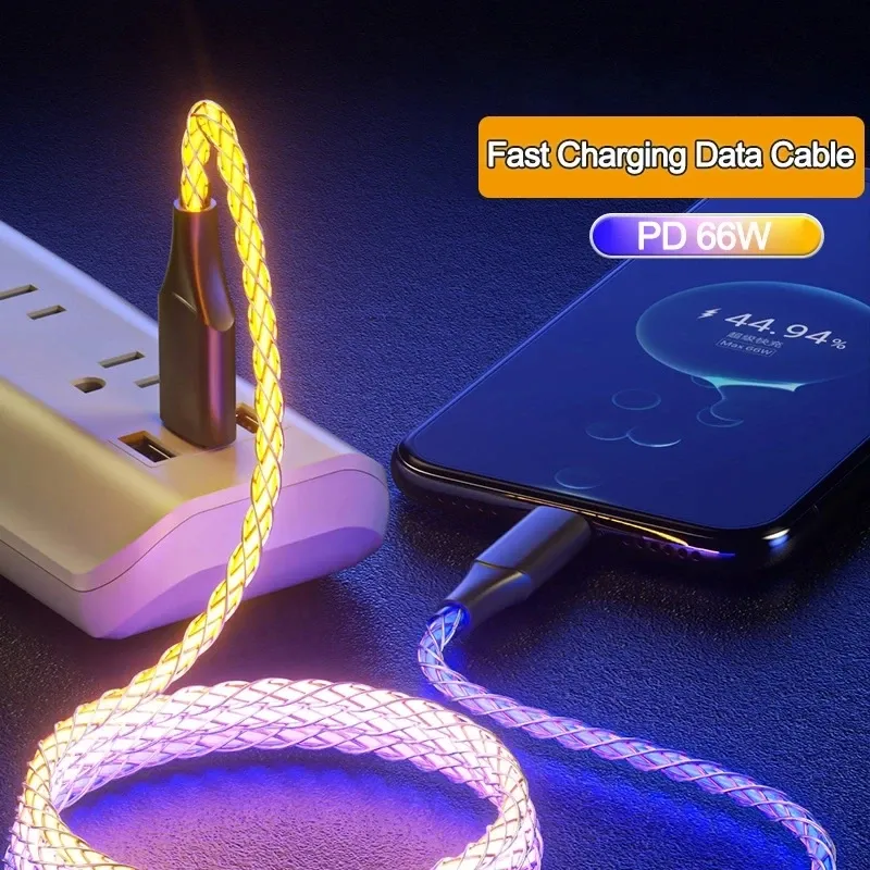 SnapFast Câble de Charge RVB Respirant à Lumière en Dégradé, Câble de Données USB-C 66 W pour iPhone 15 Pro, Huawei, Samsung 2