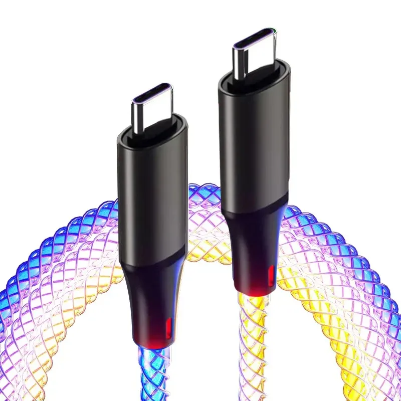 SnapFast Câble de Charge RVB Respirant à Lumière en Dégradé, Câble de Données USB-C 66 W pour iPhone 15 Pro, Huawei, Samsung 8