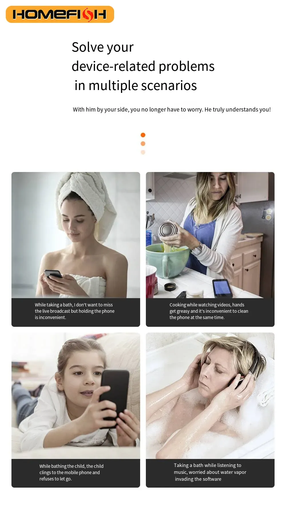 Étui anti-buée fixé sur un support de douche