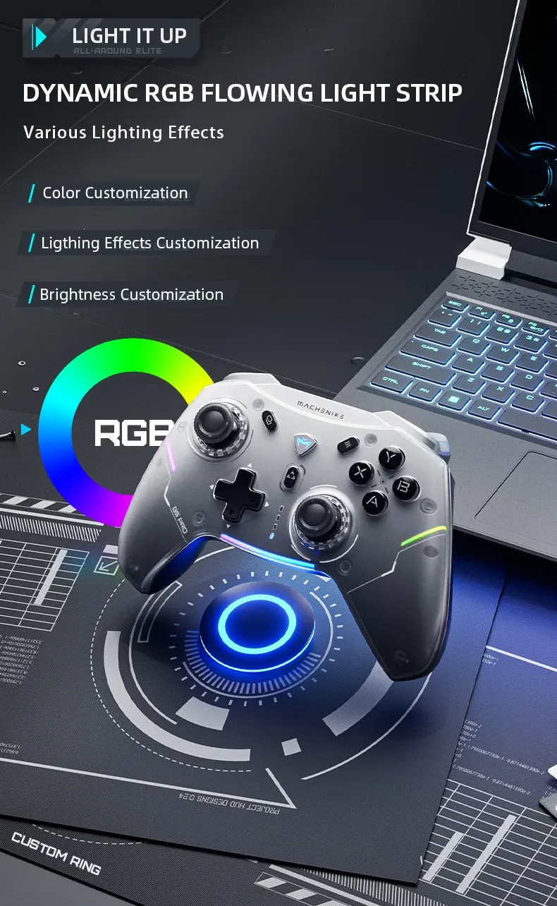 Bande lumineuse RGB dynamique de la manette Machenike G5 Pro