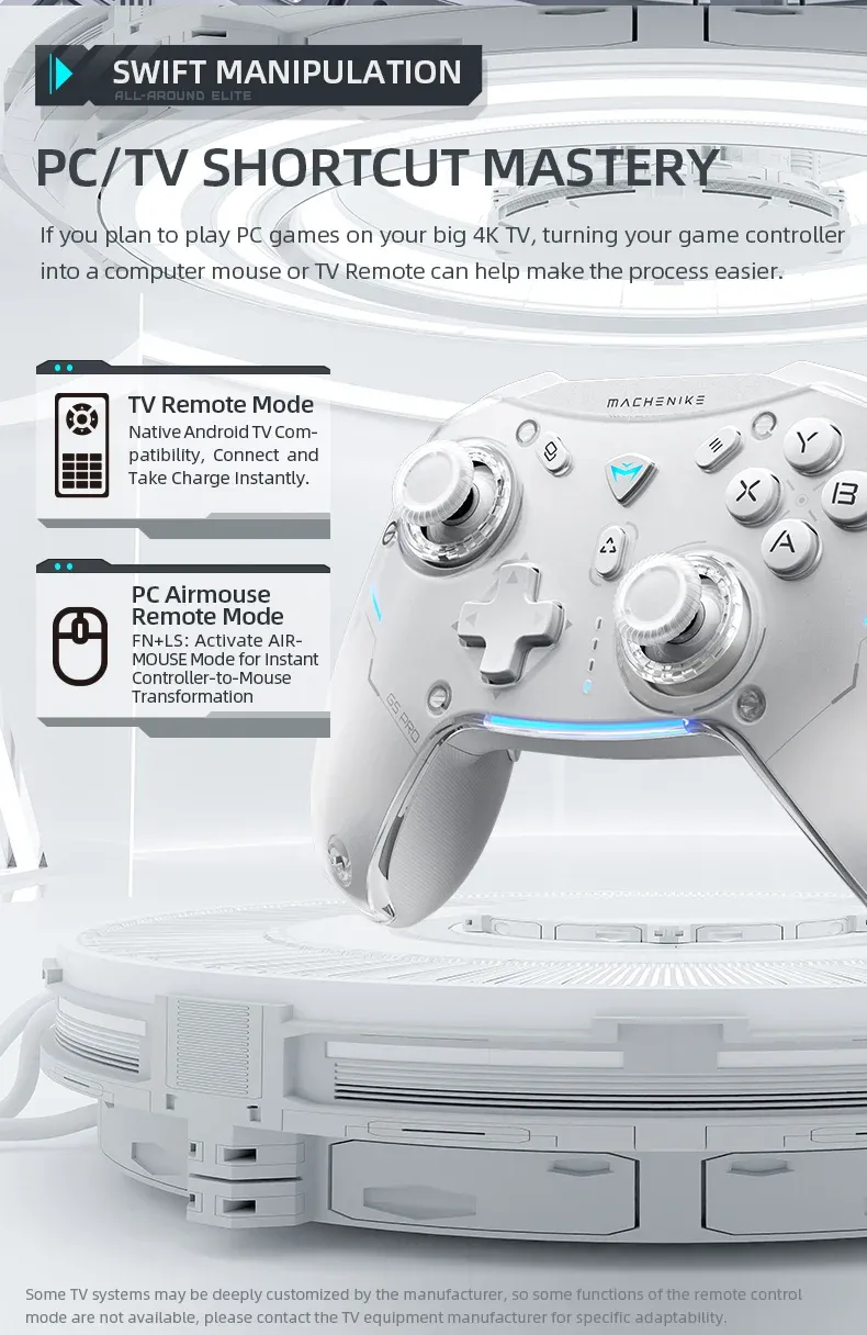 Manette Machenike G5 Pro utilisée avec un téléviseur