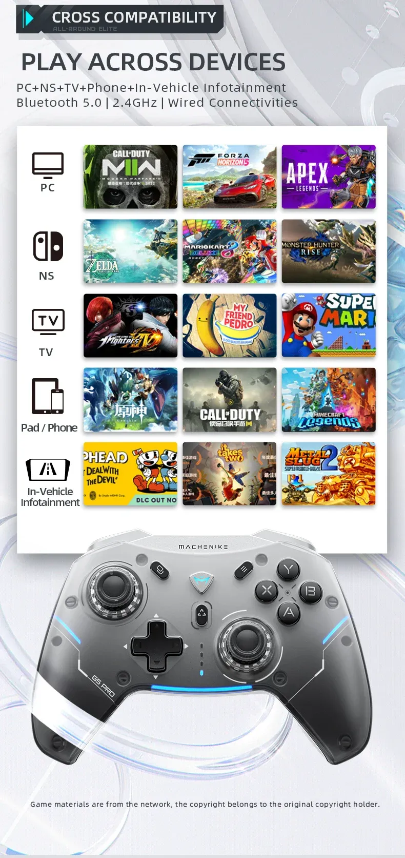 Manette Machenike G5 Pro compatible avec plusieurs appareils