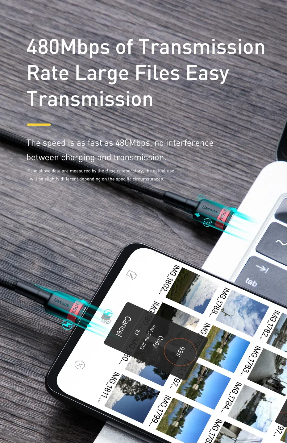Câble USB-C Baseus, utilisation