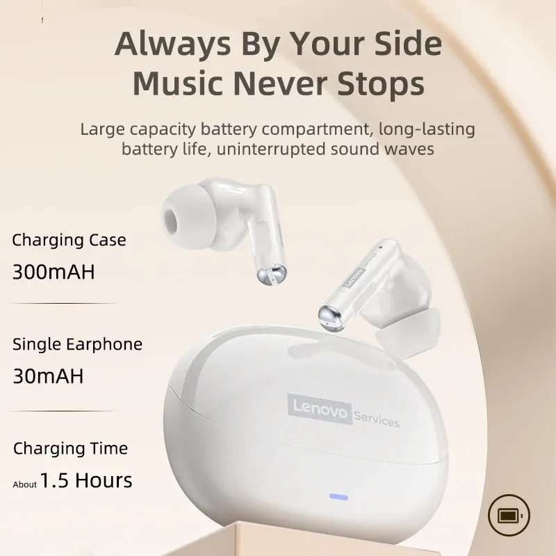 Écouteurs sans fil Lenovo TWS Bluetooth 6.0 à son HiFi, réduction de bruit ENC pour les appels, casque de sport et de jeu avec micro 6