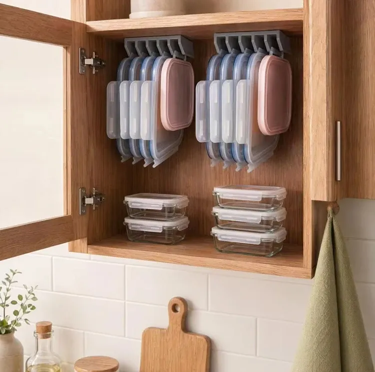 Support de rangement installé dans une armoire de cuisine