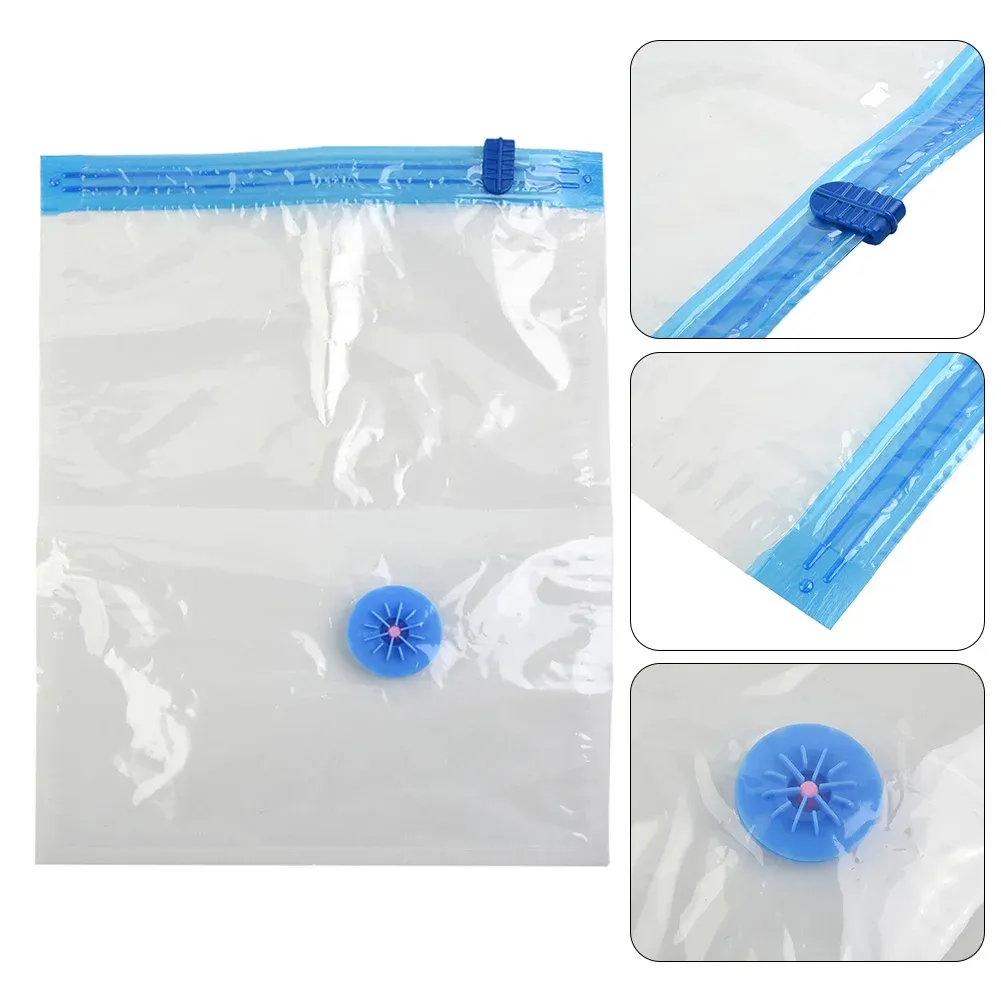 Sacs de rangement sous vide avec valve, transparents, pliables, compressibles, gain de place, pochettes de voyage, organisateurs pour serviettes et couvertures en tissu 6